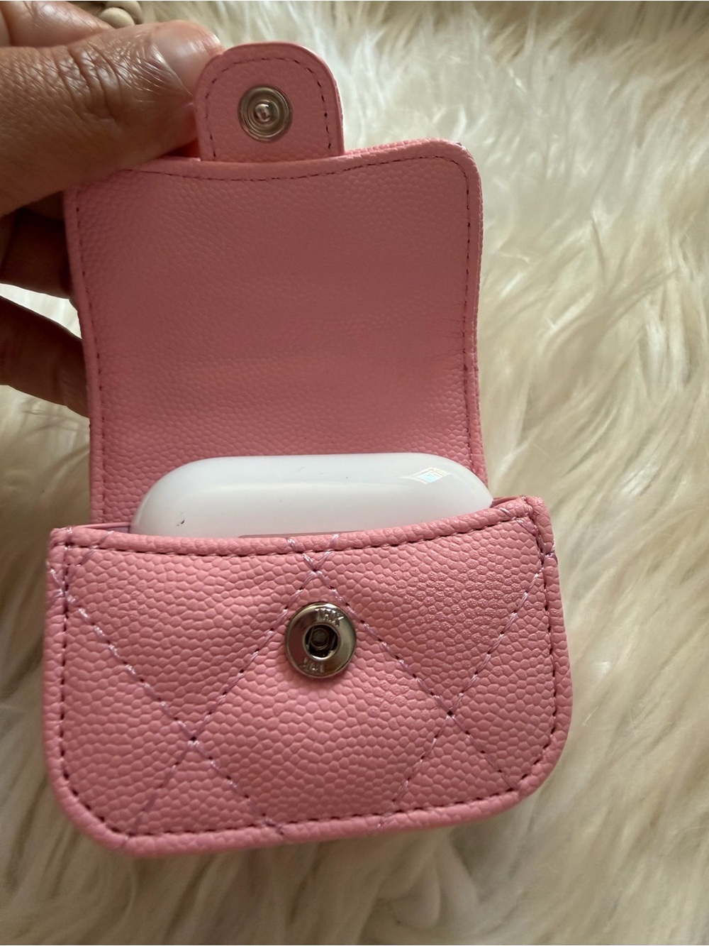Pink Quilted Mini Key Pouch - Picture 2 of 3